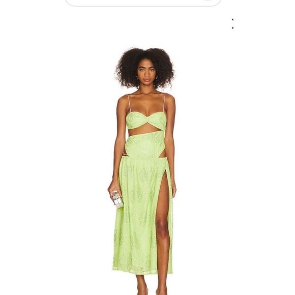 For Love And Lemons Anna 2 Piece Bodysuit Skirt Maxi Dress Neon $348 NWT Sz M - Picture 3 of 14